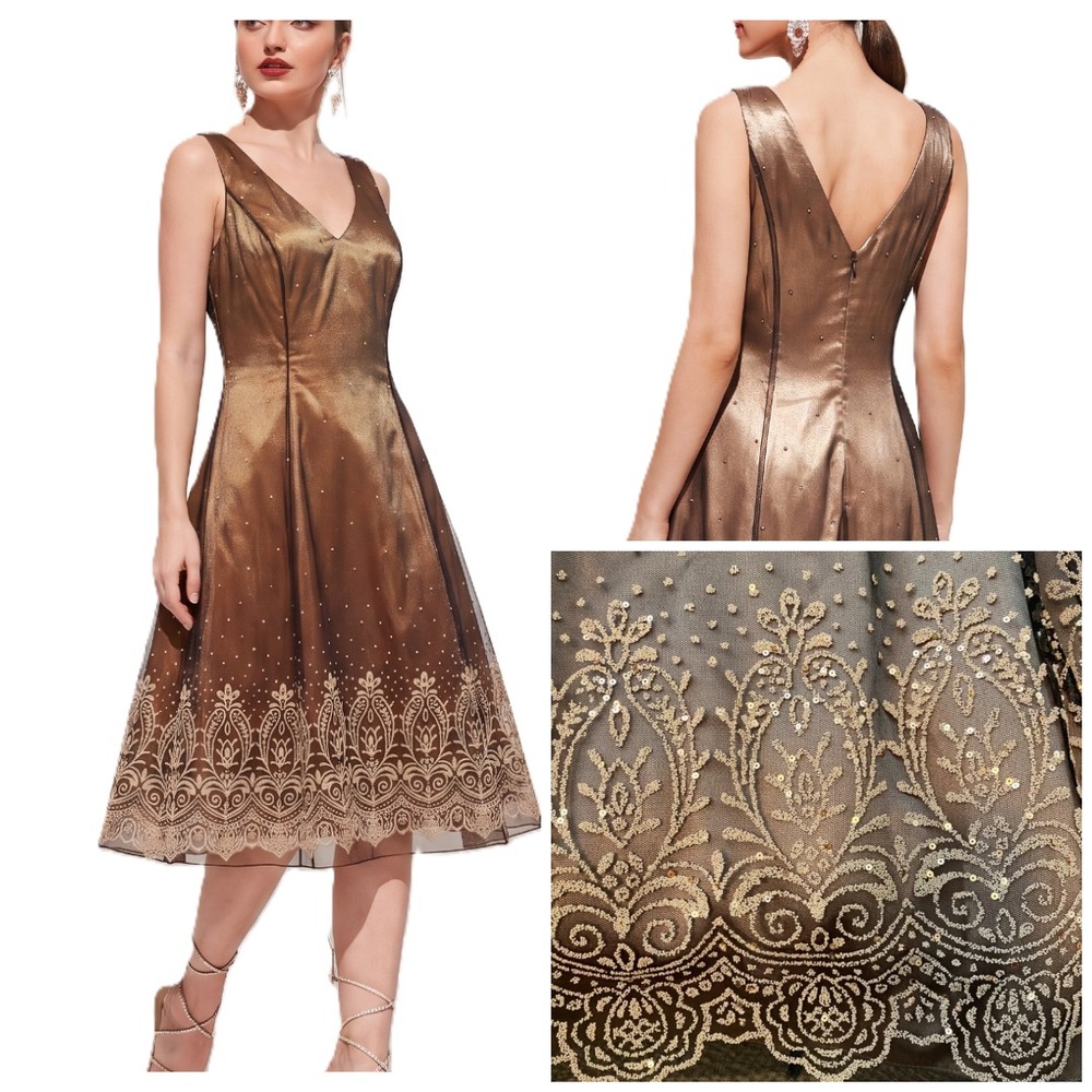 Y2k Adrianna Papell Mesh Midi Dress 12 Black Bronze Goth Glam Whimsigoth Hoco